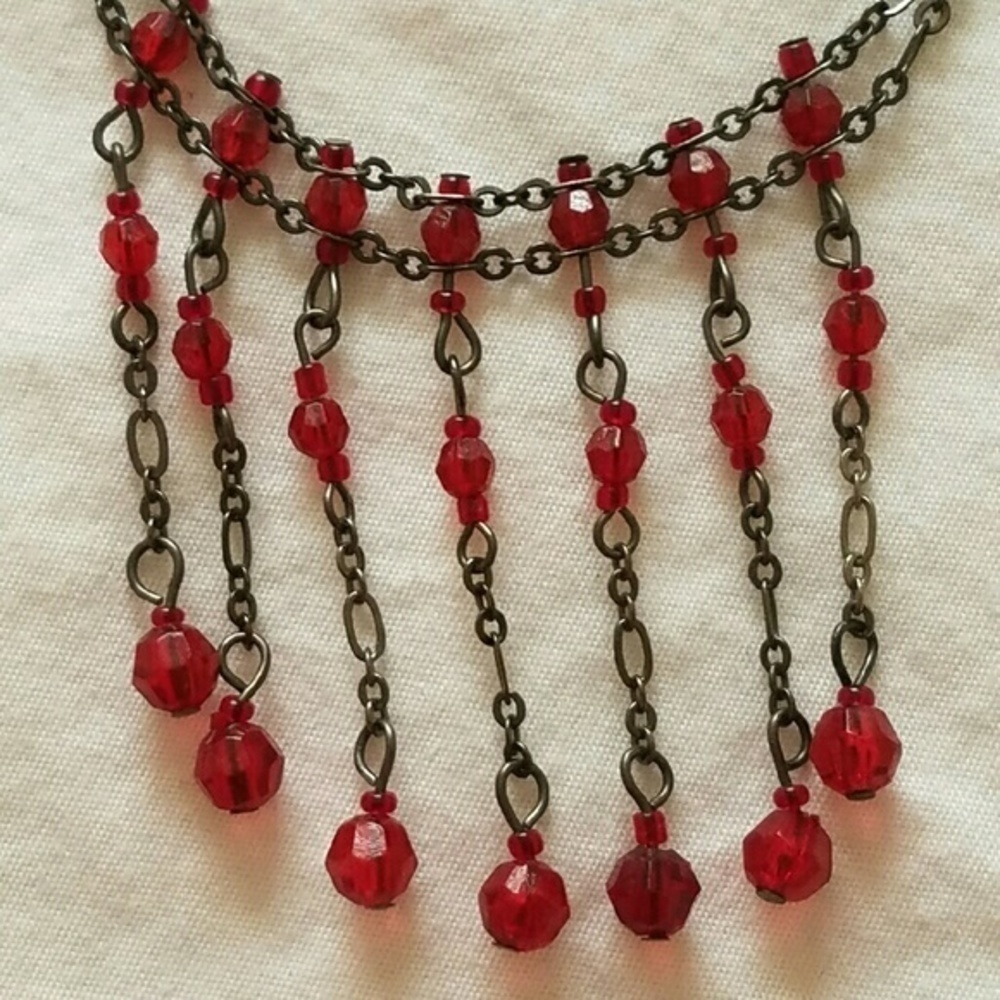 RED Beaded Necklace